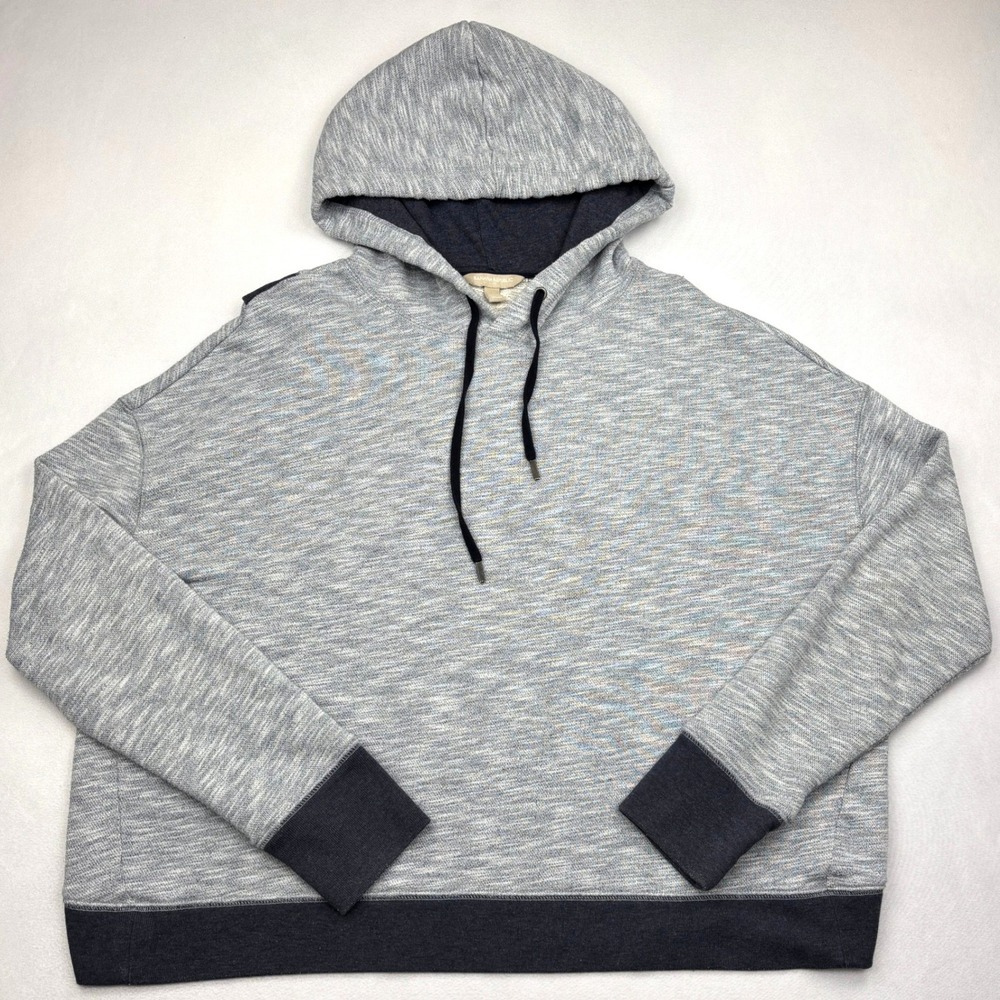 Banana Republic Hoodie Womens Large Gray Navy Space Dye Cross Back French Terry